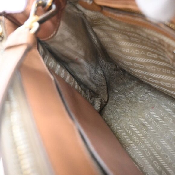 PRADA Logo 2Way Shoulder Hand Bag Saffiano Leather Beige GHW Italy 70EF793 - Picture 12 of 16